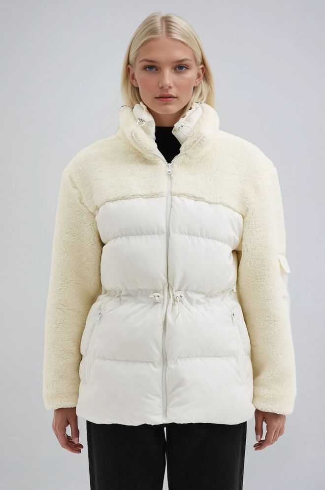 Sobe Istanbul White Puffer Coat With High Collar And Zipper Pocket Wholesale Clothing Fall