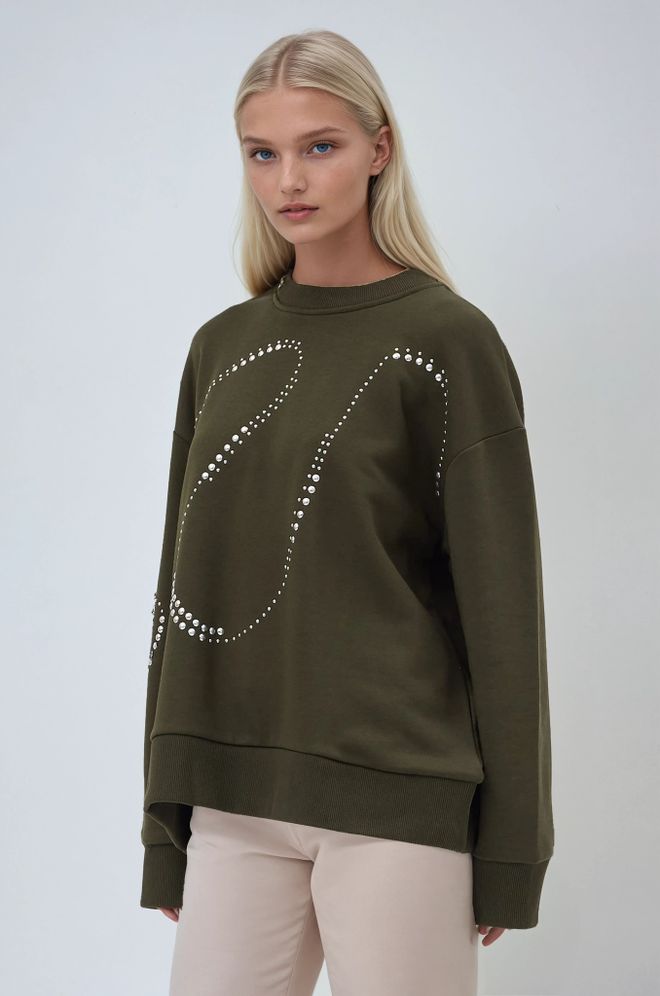 Sobe Istanbul Silver Stone Sweatshirt – Khaki Großhandelskleidung Lässig