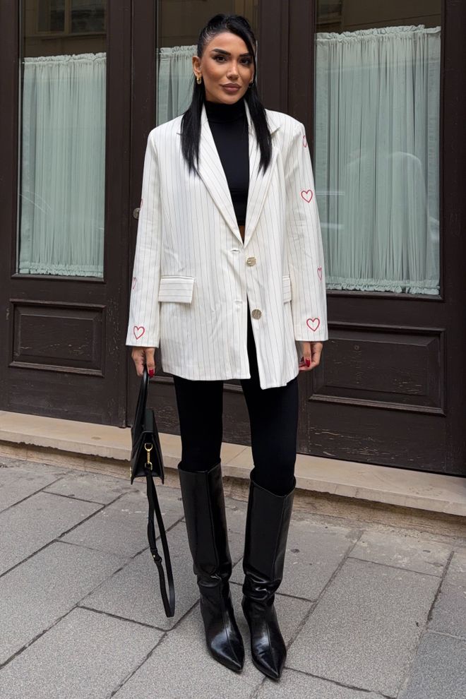 Sobe Istanbul Chaqueta Blanca Blazer De Un Solo Pecho Ropa al por mayor Casual