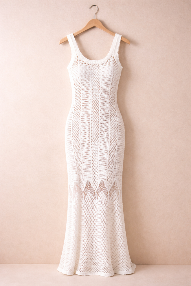 Sobe Istanbul Ажурна Рокля С Форма На Рибка Кремава Дрехи на едро Рожден ден