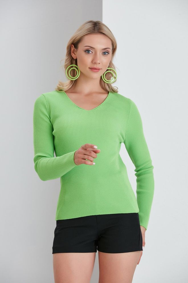 Sortie Collection Basic Pullover Mit V Ausschnitt In Grün Großhandelskleidung Lässig