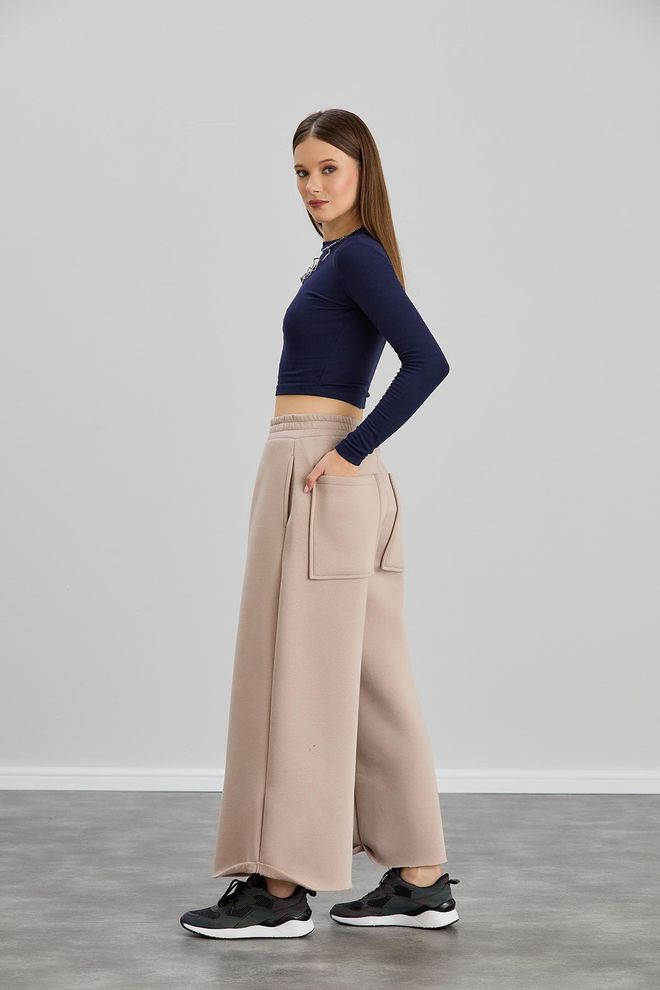 Sortie Collection Wide Leg Triple Yarn Sweatpants Mink Wholesale Clothing No Fabric