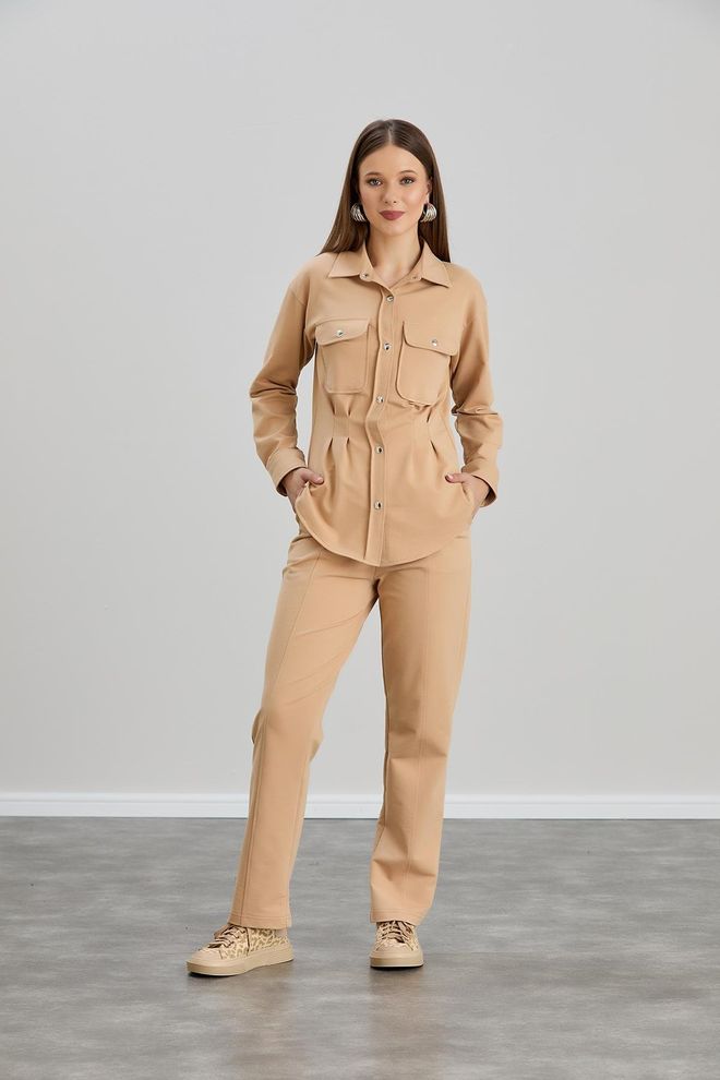 Sortie Collection Chemise En Vison À Deux Fils Avec Boutons Pression Vêtements en gros Décontracté