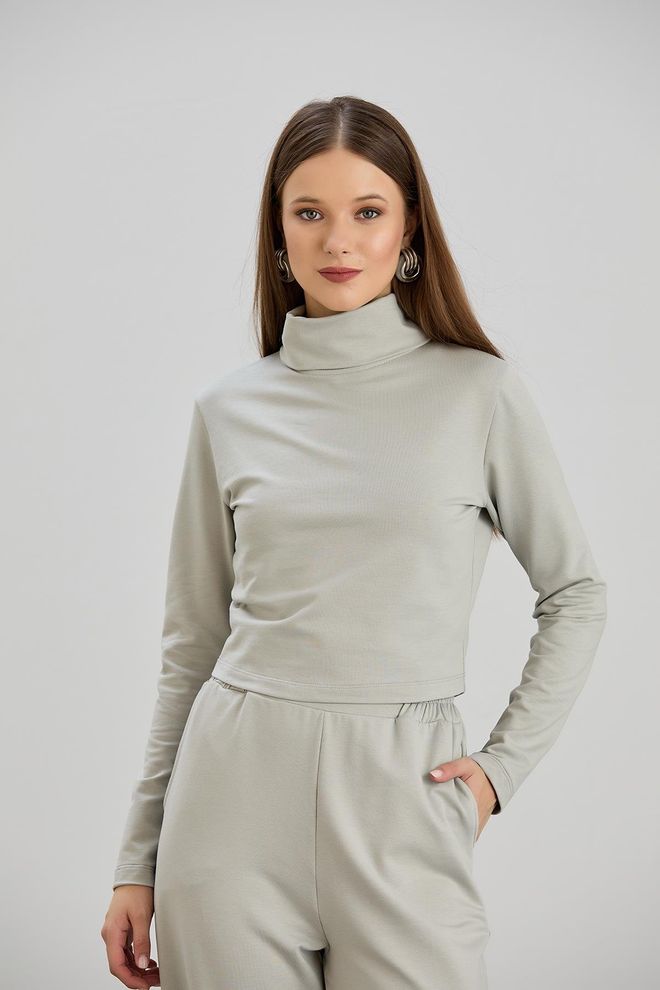 Sortie Collection Half Turtleneck Long Sleeve Sweater Smoke Wholesale Clothing Modest