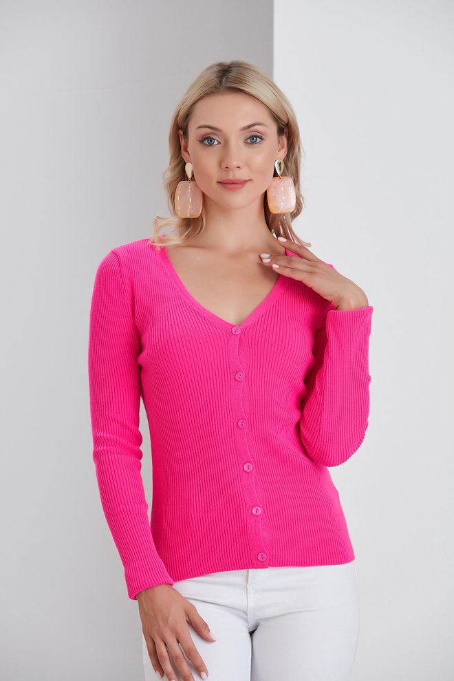 Sortie Collection Fuksijos Spalvos Plonas Briaunotas Megztinis Didmeninė prekyba drabužiais Kokteilinė