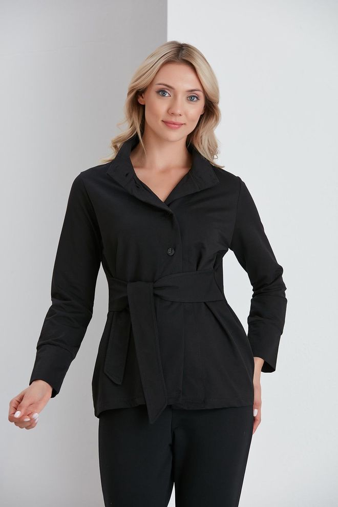 Sortie Collection Sweatshirtjacke Mit Taillengürtel In Schwarz Großhandelskleidung Lässig