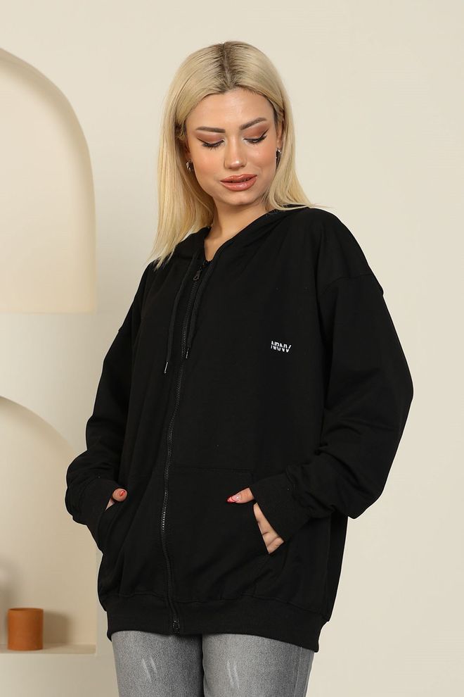 Sortie Collection СПОРТ НА МОЛНИИ ОВЕРСАЙЗ Черный Оптовая продажа одежды Повседневный