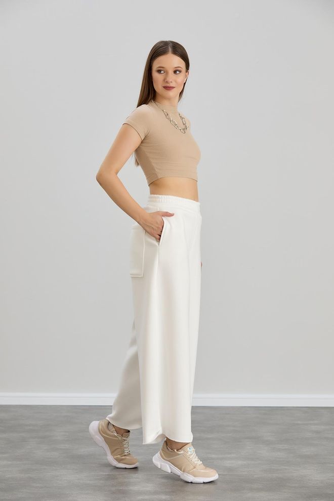 Sortie Collection Wide Leg Triple Yarn Sweatpants Ecru Wholesale Clothing No Fabric