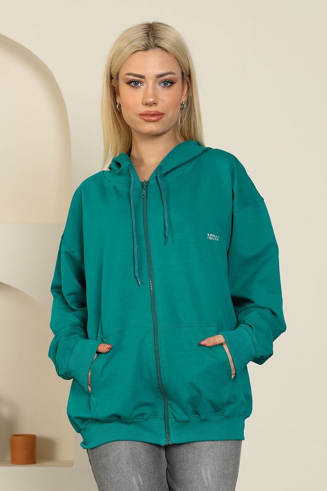 Sortie Collection SUDADERA OVERSIZE CON CREMALLERA Verde Ropa al por mayor Casual