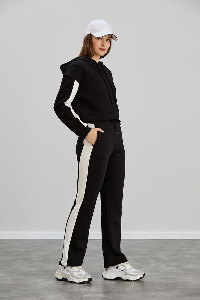 Sortie Collection Hooded Crop Sweat Black Wholesale Clothing Gym