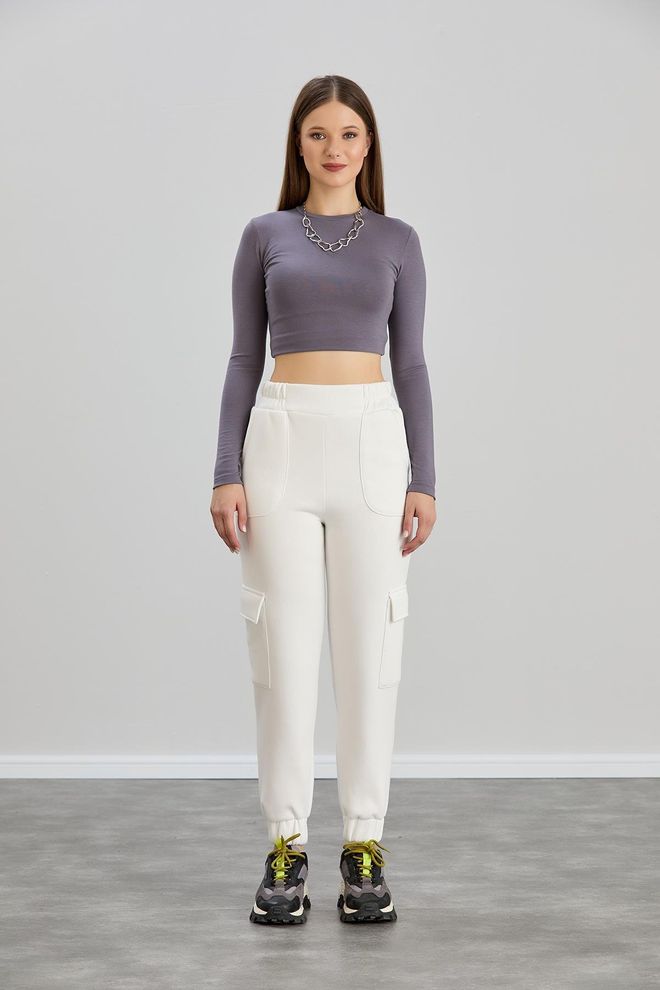 Sortie Collection Cargo Pocket Sweatpants Ecru Wholesale Clothing Casual