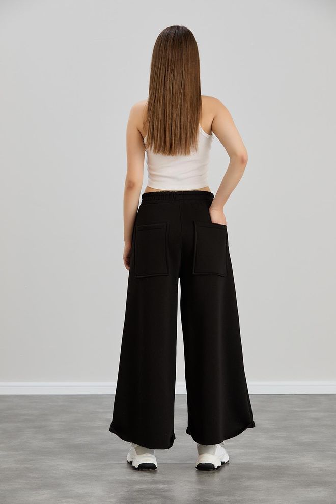 Sortie Collection Wide Leg Triple Yarn Sweatpants Black Wholesale Clothing Sport