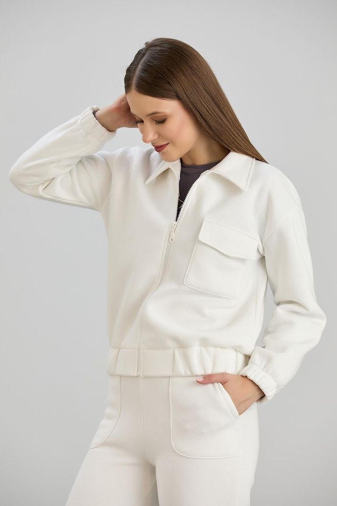 Sortie Collection Pocket Zippered Sweat Ecru Wholesale Clothing Casual