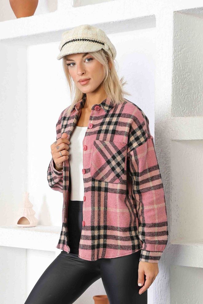 Sortie Collection Базовая Модель Рубашки Из Ткани Oduncu – Пудровый Оптовая продажа одежды Повседневный