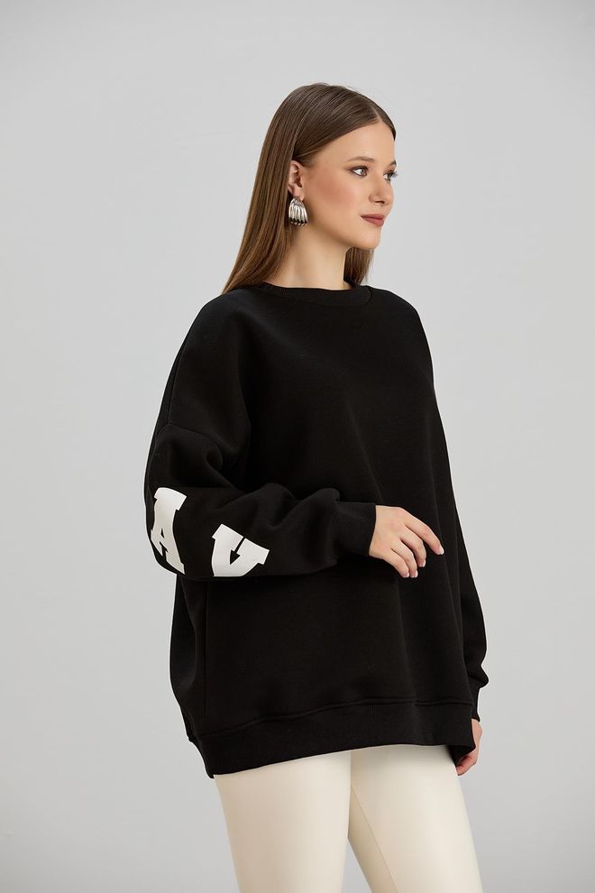 Sortie Collection Свитшот Good Day С Принтом Три Нити Черный Оптовая продажа одежды Повседневный