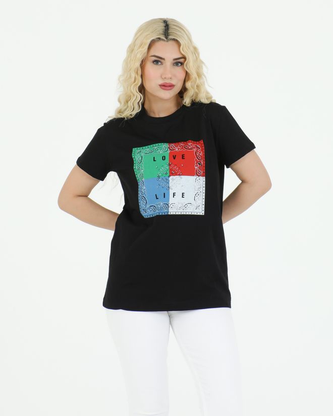 Sortie Collection T Shirt Mit Paisleymuster In Schwarz Großhandelskleidung Lässig