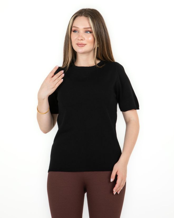 Sortie Collection Short Sleeve Sweater Black Wholesale Clothing No Fabric