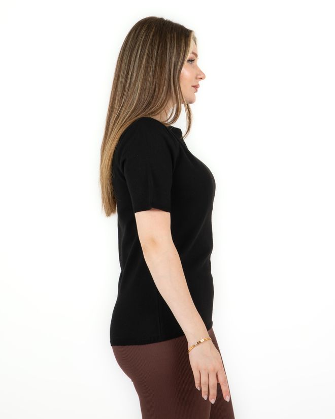 Sortie Collection Short Sleeve Sweater Black Wholesale Clothing Fall