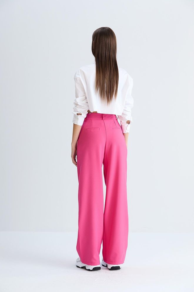 Sortie Collection Relaxed Cut Classic Model Fabric Trousers Fuchsia Wholesale Clothing 4