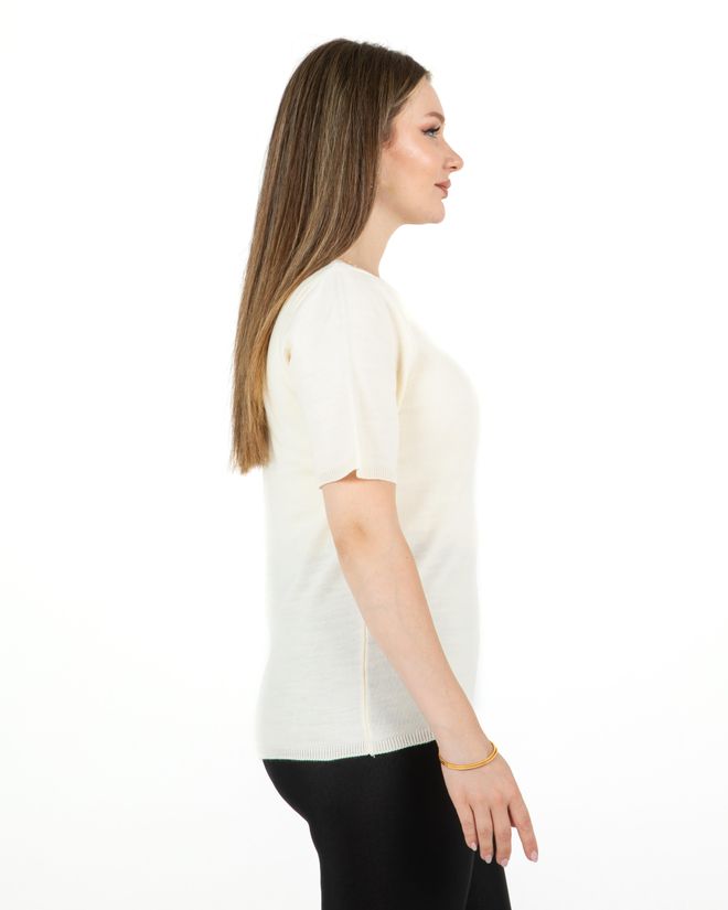 Sortie Collection Short Sleeve Sweater Ecru Wholesale Clothing Birthday