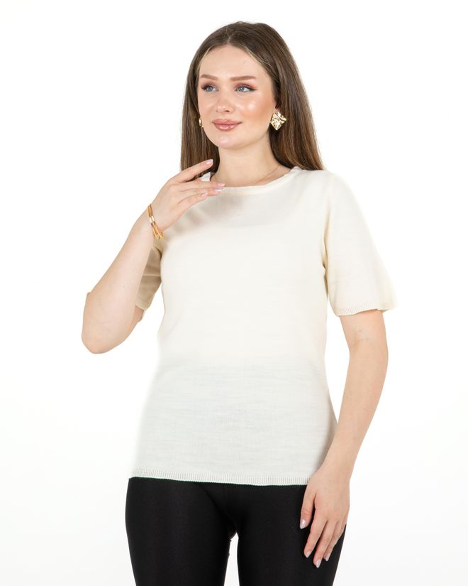 Sortie Collection Short Sleeve Sweater Ecru Wholesale Clothing No Fabric