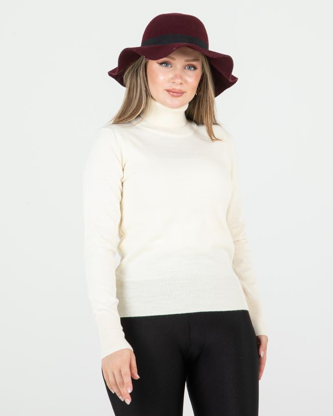 Sortie Collection Maglione Basic A Collo Alto Ecru Abbigliamento all'ingrosso Autunno