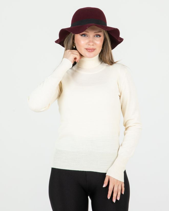 Sortie Collection Maglione Basic A Collo Alto Ecru Abbigliamento all'ingrosso Compleanno