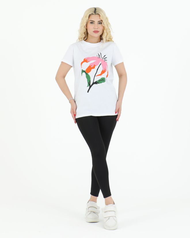 Sortie Collection Flower Printed T shirt White Wholesale Clothing No Fabric