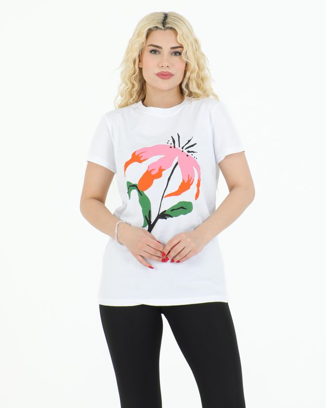 Sortie Collection T Shirt Mit Blumenmuster In Weiß Großhandelskleidung Lässig