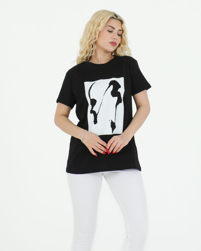 Sortie Collection Graphic Patterned T shirt Black Wholesale Clothing Spring