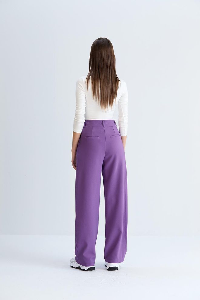 Sortie Collection Relaxed Cut Classic Model Fabric Trousers Purple Wholesale Clothing 5
