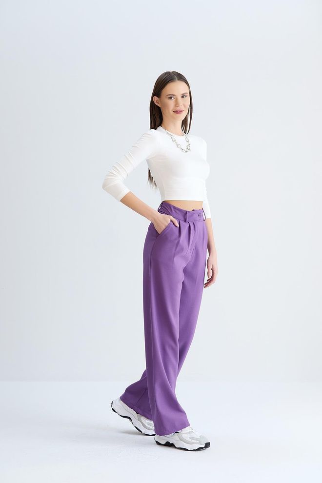 Sortie Collection Relaxed Cut Classic Model Fabric Trousers Purple Wholesale Clothing Birthday