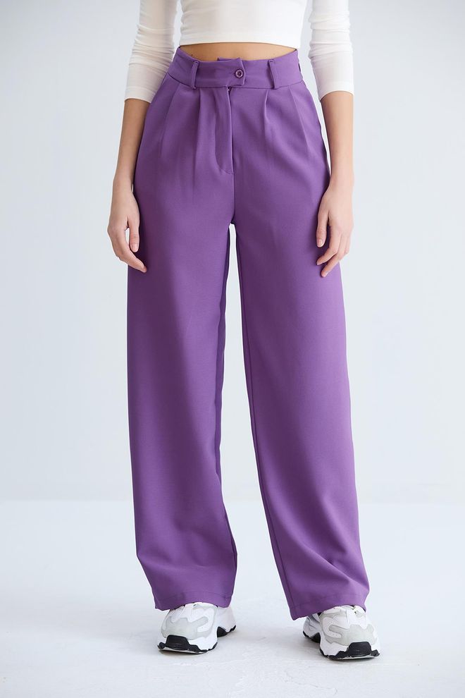 Sortie Collection Relaxed Cut Classic Model Fabric Trousers Purple Wholesale Clothing No Fabric