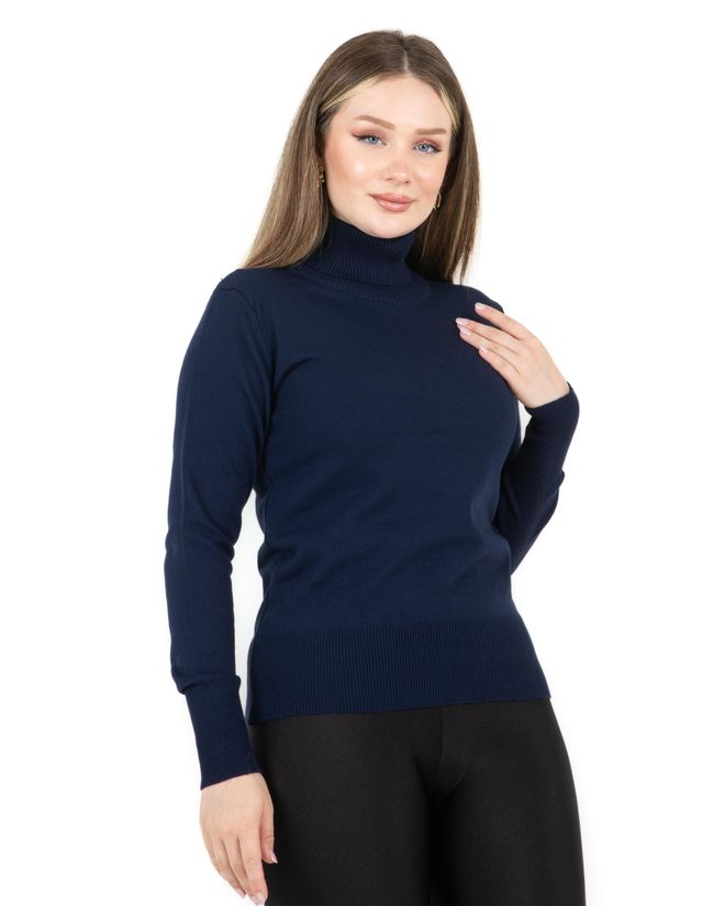 Sortie Collection Turtleneck Basic Sweater Navy Blue Wholesale Clothing Birthday