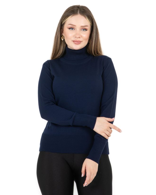 Sortie Collection Turtleneck Basic Sweater Navy Blue Wholesale Clothing No Fabric
