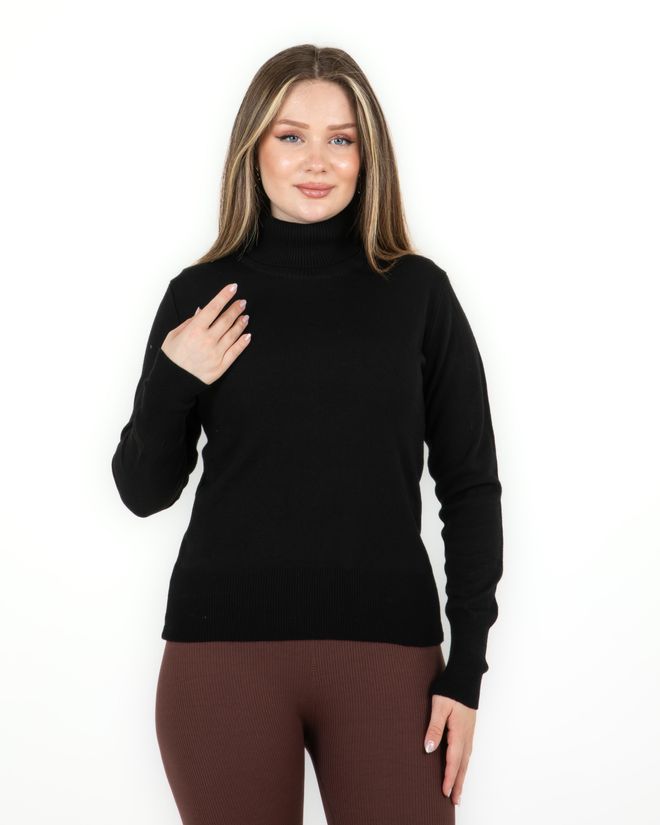 Sortie Collection Podstawowy Sweter Z Golfem W Kolorze Czarnym Hurtowa sprzedaż odzieży Bez tkaniny