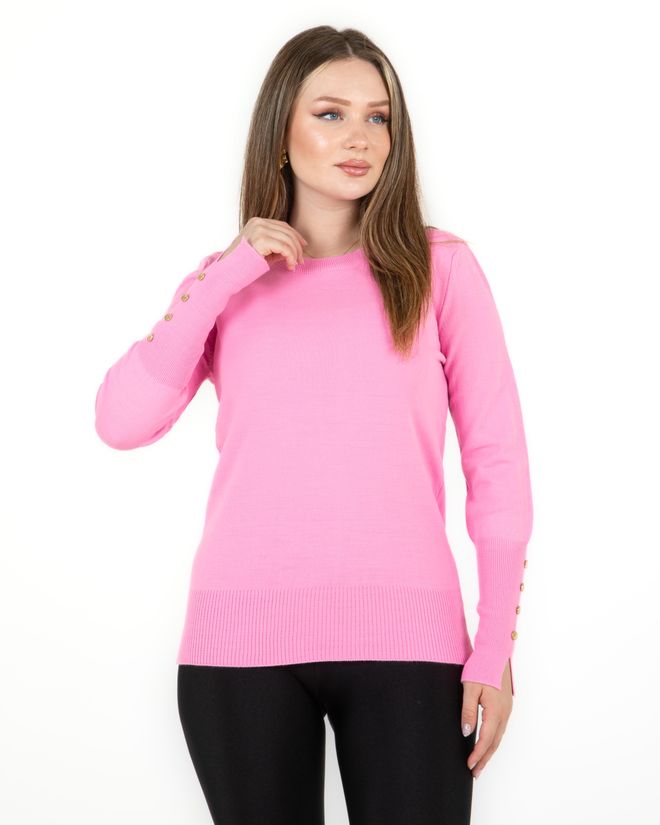 Sortie Collection Crew Neck Plain Sweater Pink Wholesale Clothing Fall