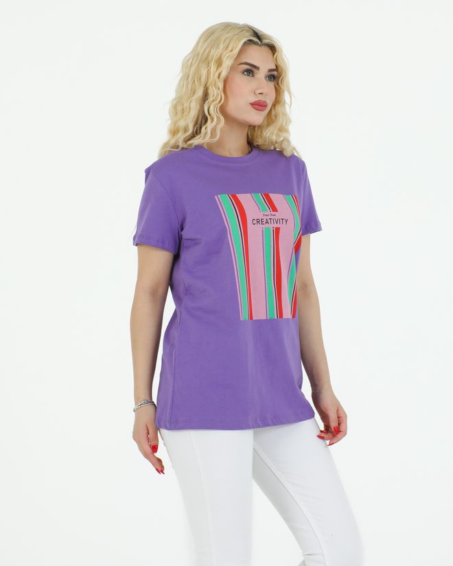 Sortie Collection Creativity Printed T shirt Purple Wholesale Clothing Birthday