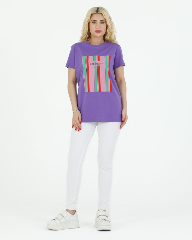 Sortie Collection Creativity Printed T shirt Purple Wholesale Clothing No Fabric