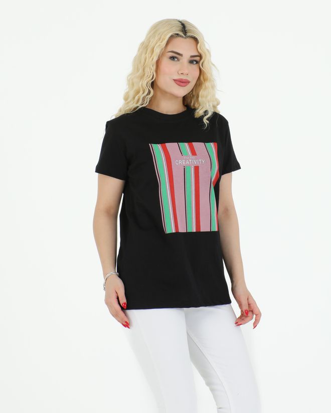 Sortie Collection Creativity Printed T shirt Black Wholesale Clothing Spring