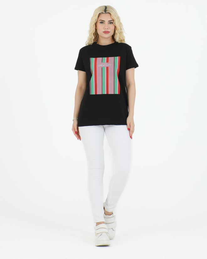 Sortie Collection Creativity Printed T shirt Black Wholesale Clothing No Fabric