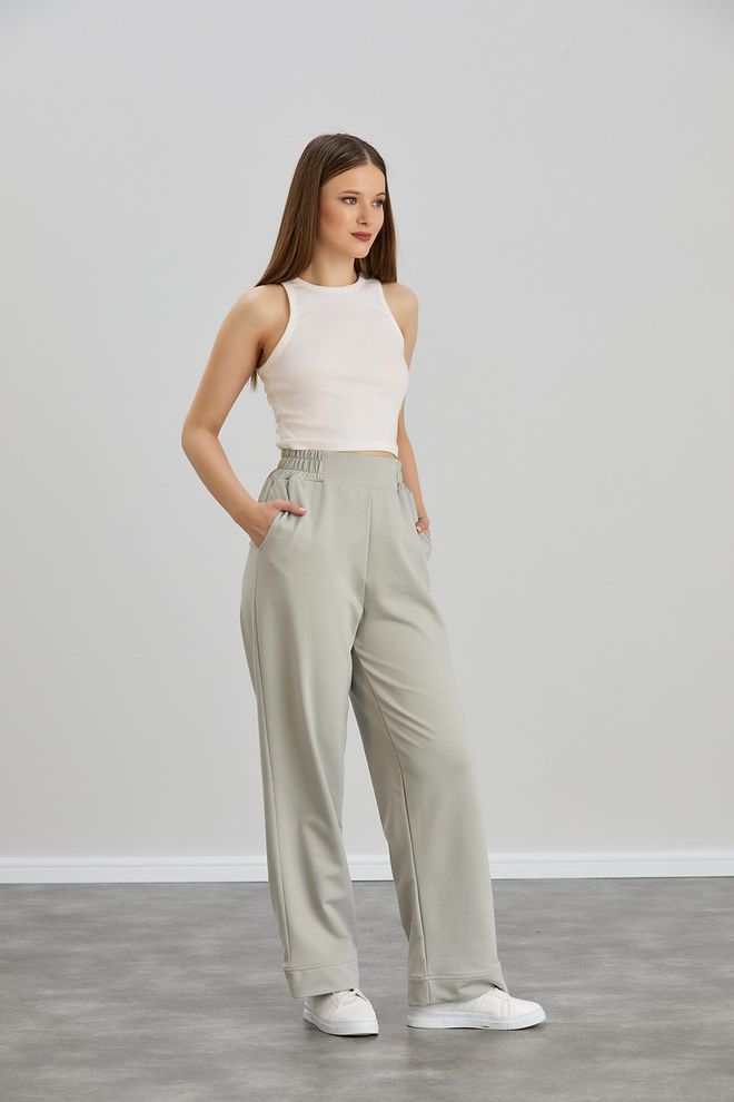 Sortie Collection Wide Leg Double Yarn Sweatpants Ecru Wholesale Clothing 2