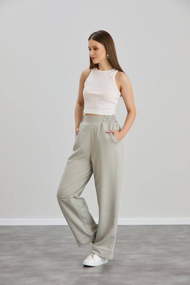 Sortie Collection Wide Leg Double Yarn Sweatpants Gray Wholesale Clothing 1