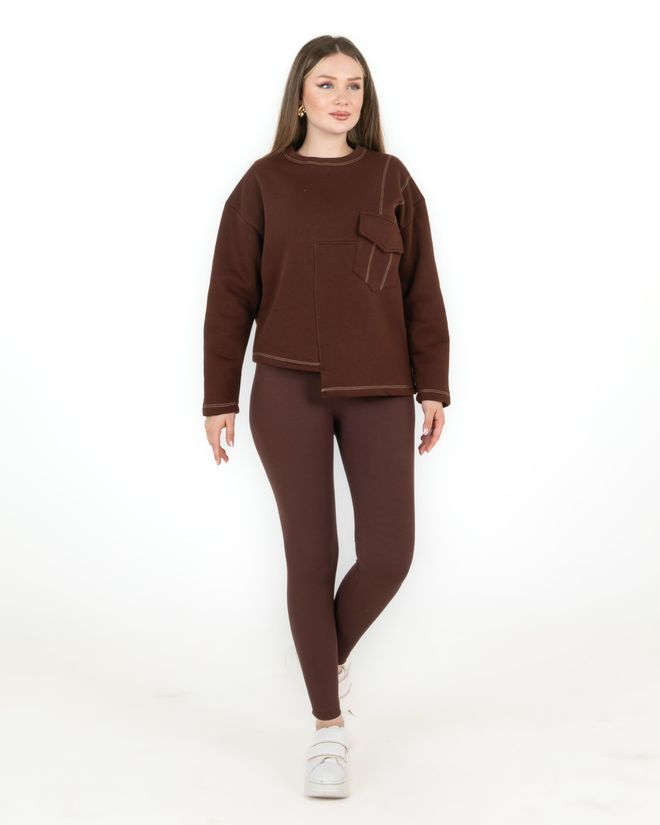 Sortie Collection Asymmetrische Tasche Mit Drei Fäden Braun Großhandelskleidung Lässig