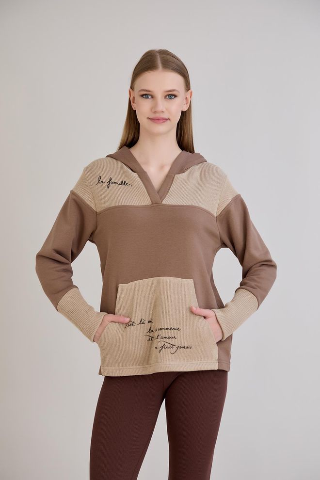 Sortie Collection Brown Casual Hooded Neck Sweatshirt Wholesale Clothing Casual