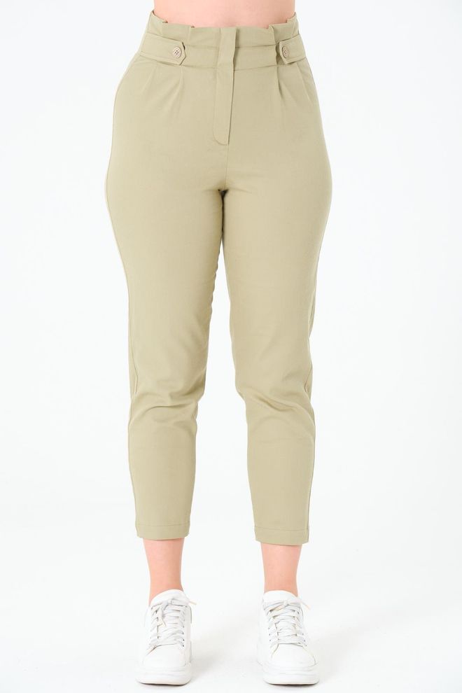 Sortie Collection Khaki Lässig Formal Hose Hohe Taille Gekürzt Großhandelskleidung Lässig