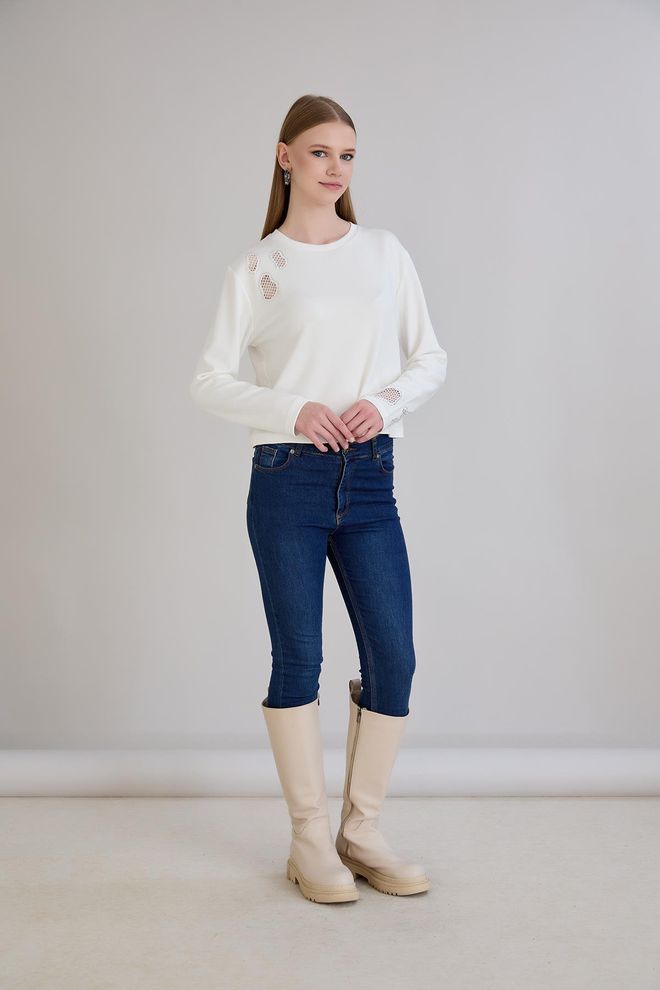 Sortie Collection Weiße Lässige Elegante Bluse Mit Langarm Großhandelskleidung Lässig