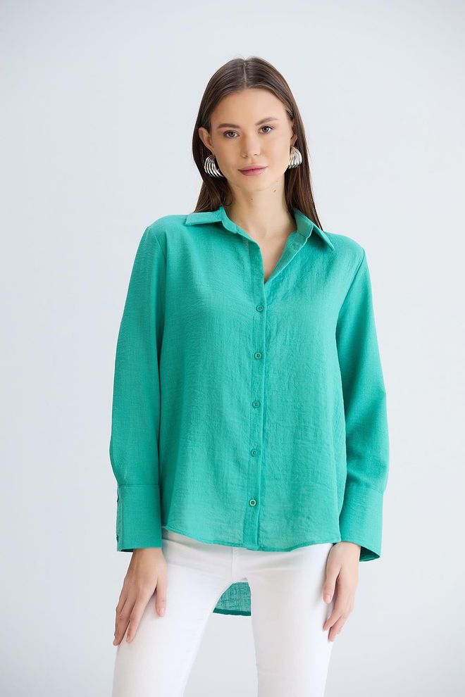 Sortie Collection Chemise Verte Décontractée Élégante Vêtements en gros Décontracté
