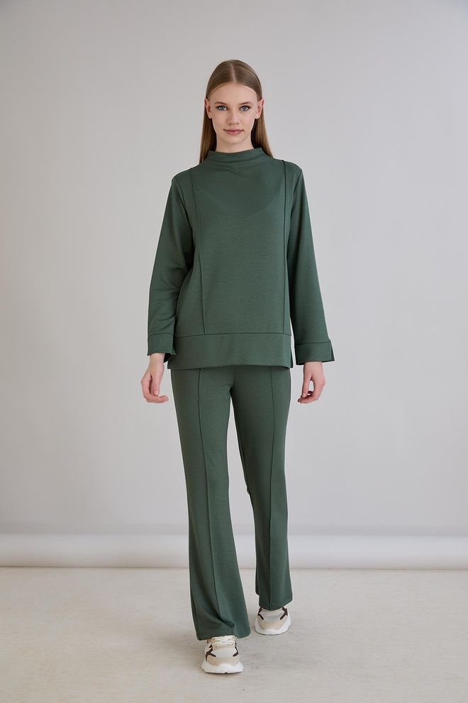 Sortie Collection Grüne Lässige Sportliche Bescheidene Elegante Bluse Großhandelskleidung Modest