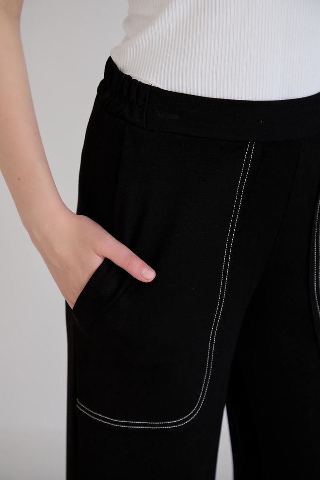 Sortie Collection Black Sweatpants Palazzo Wide Leg Pull On Wholesale Clothing Work